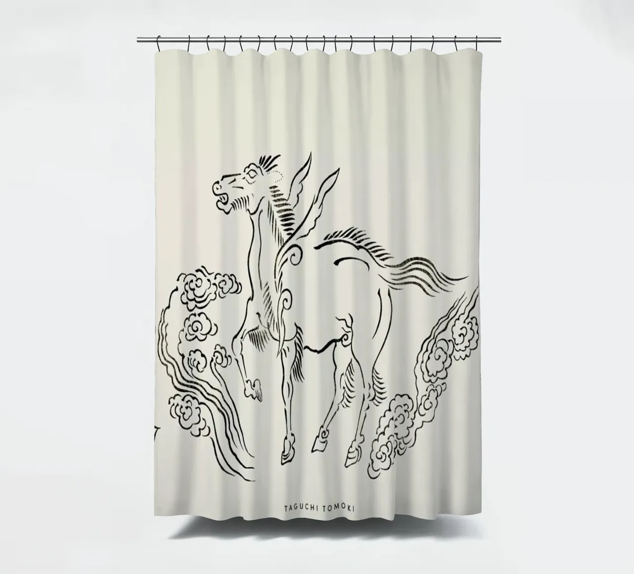 Tomoki - Pegasus Woodblock Print tenda da doccia da Vintage by JUNIQE