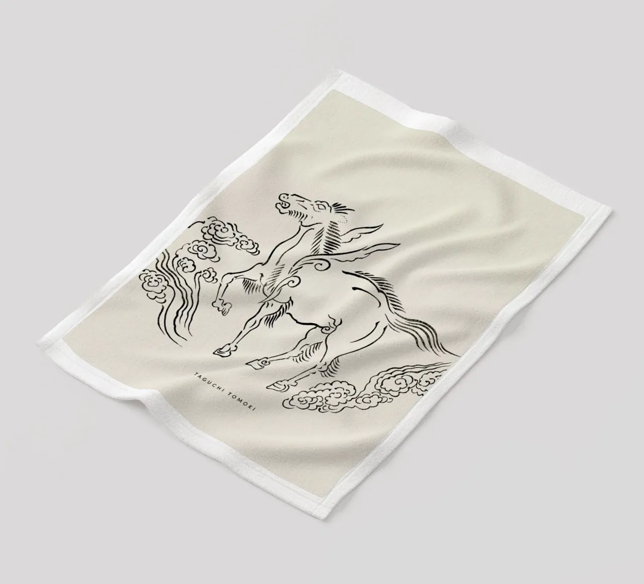Tomoki - Pegasus Woodblock Print coperta in pile da Vintage by JUNIQE