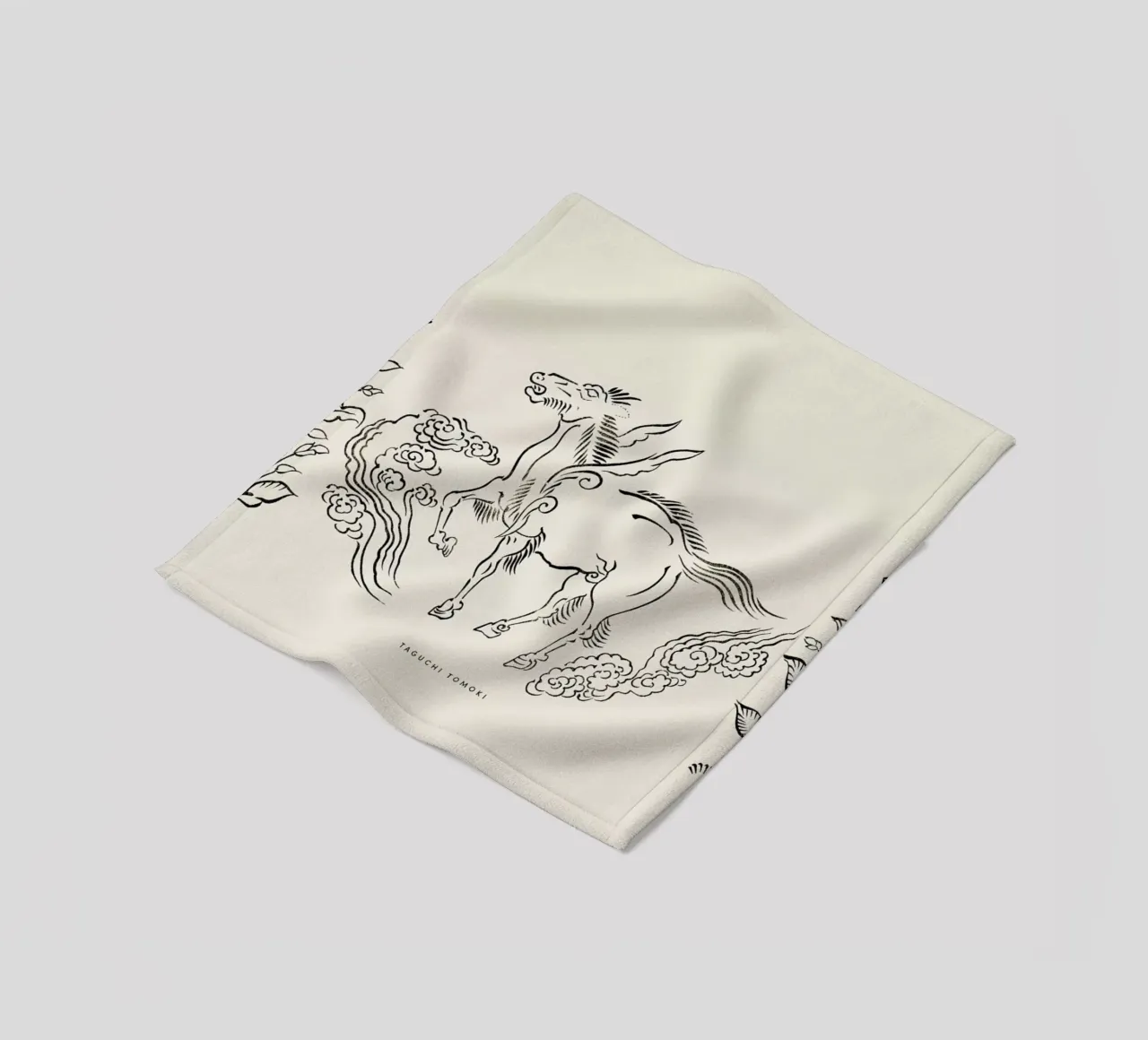 Tomoki - Pegasus Woodblock Print coperta in pile da Vintage by JUNIQE