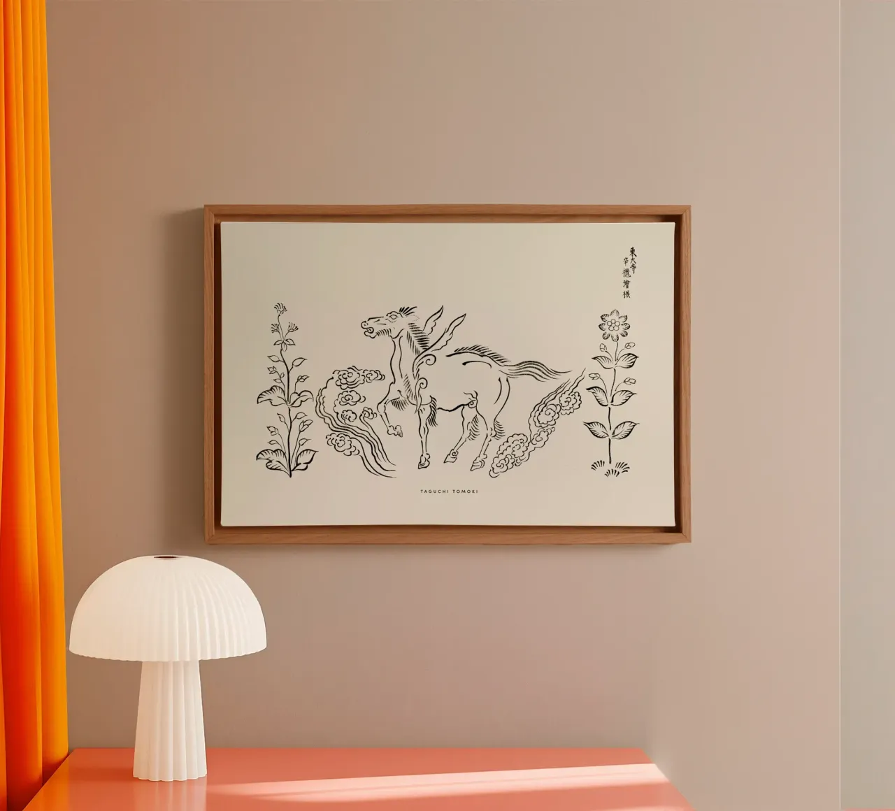 Tomoki - Pegasus Woodblock Print tela da Vintage by JUNIQE