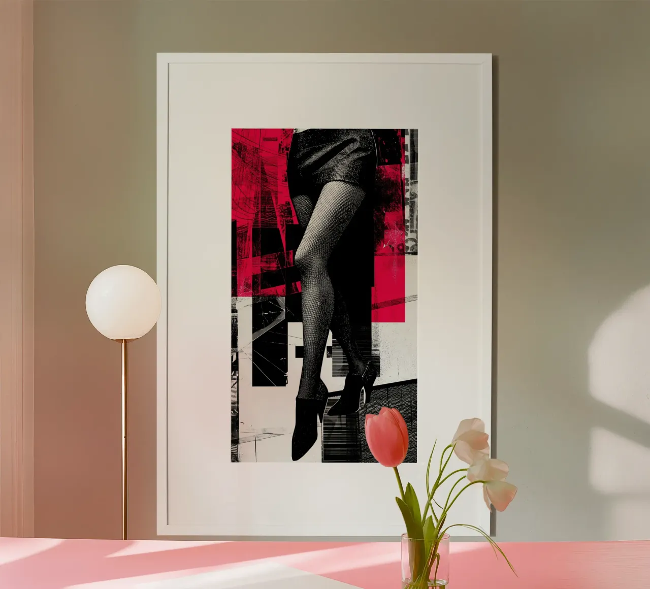 Das Frauenbein | Graphic Design Print Poster mit Kunststoffrahmen von Autofocus