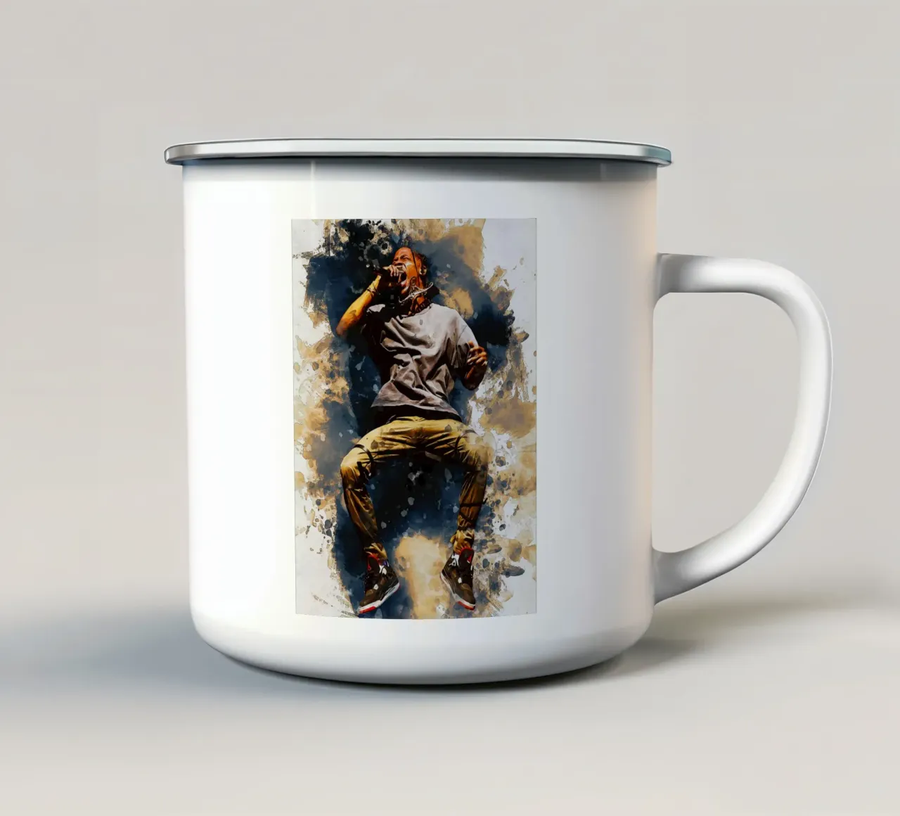 Salto de Travis Scott taza de esmalte de Gunawan Rb