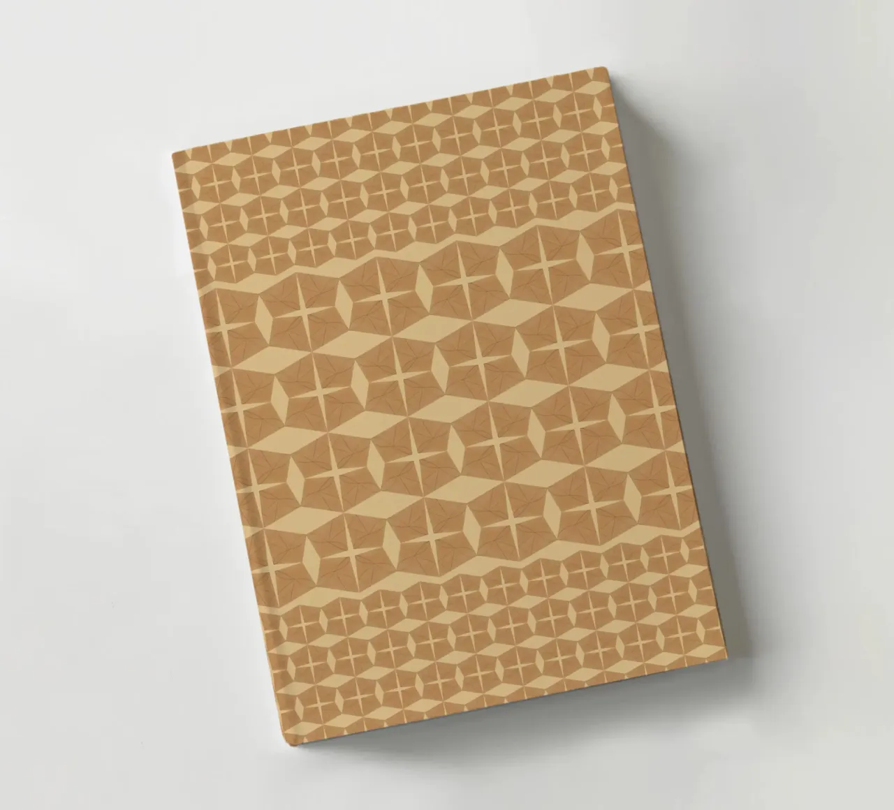 Muted brown interlocking geo notebook by Little Dean