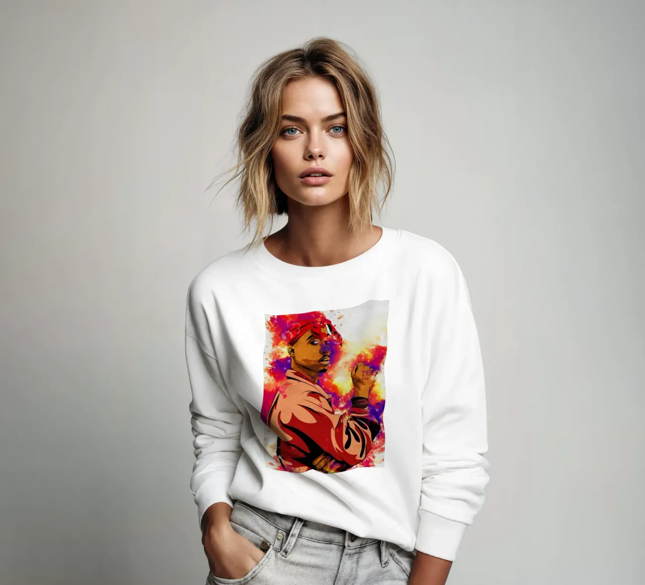 Mancha de retrato Tupac Shakur sudadera de Gunawan Rb