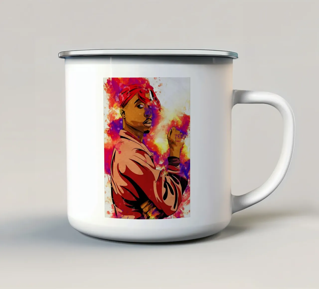 Sbaffo di ritratto Tupac Shakur tazza in smalto da Gunawan Rb