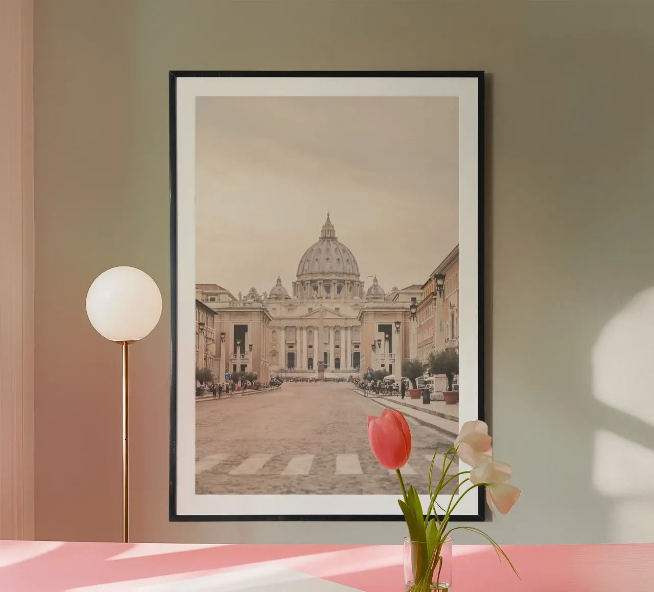 Roma, Italia I Emblematica vista del Vaticano dalla strada poster con telaio in plastica da Julie Travel Photography