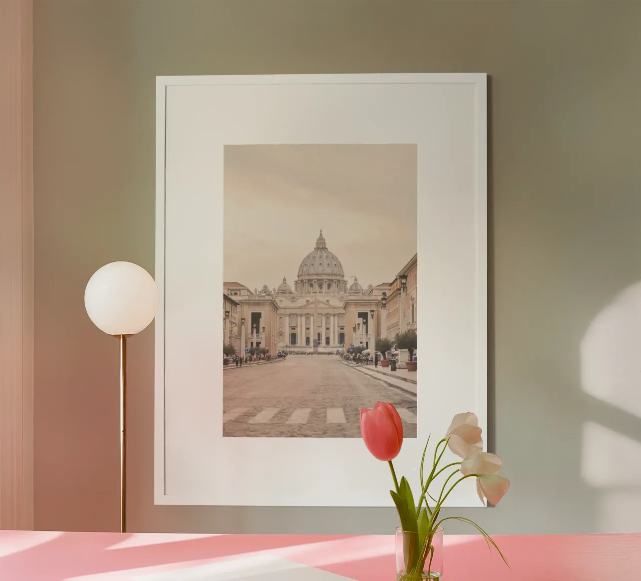 Roma, Italia I Emblematica vista del Vaticano dalla strada poster con telaio in plastica da Julie Travel Photography