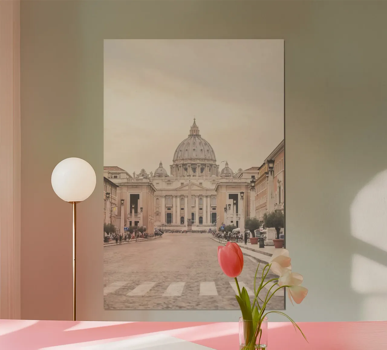 Roma, Italia I Emblematica vista del Vaticano dalla strada poster con telaio in plastica da Julie Travel Photography