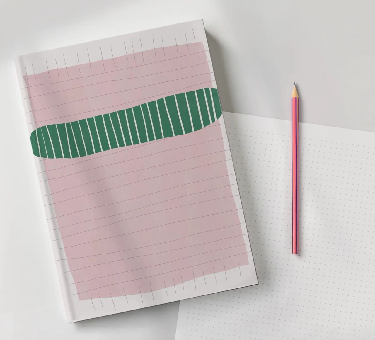 Green and pink matte 02 notebook by Little Dean