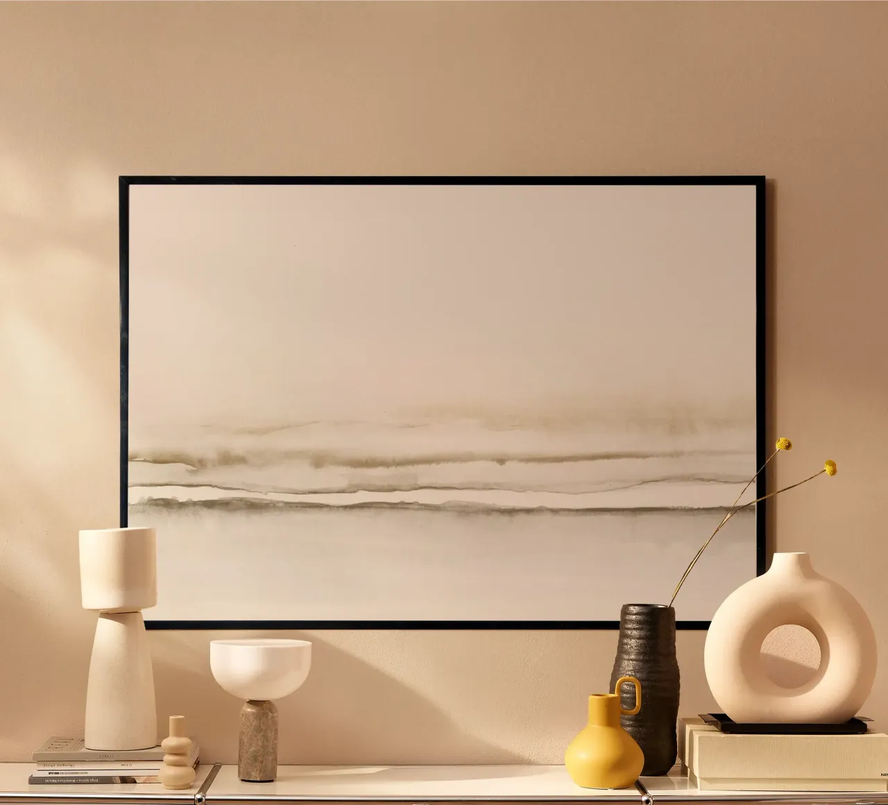 Abstract seascape in soft beige tones hahnemühle by NouveauPrints