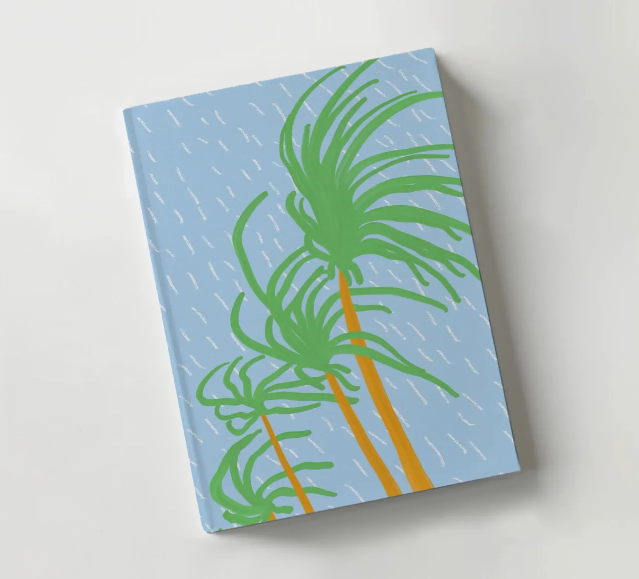 Beach palm swaying in the wind 02 notebook by Little Dean