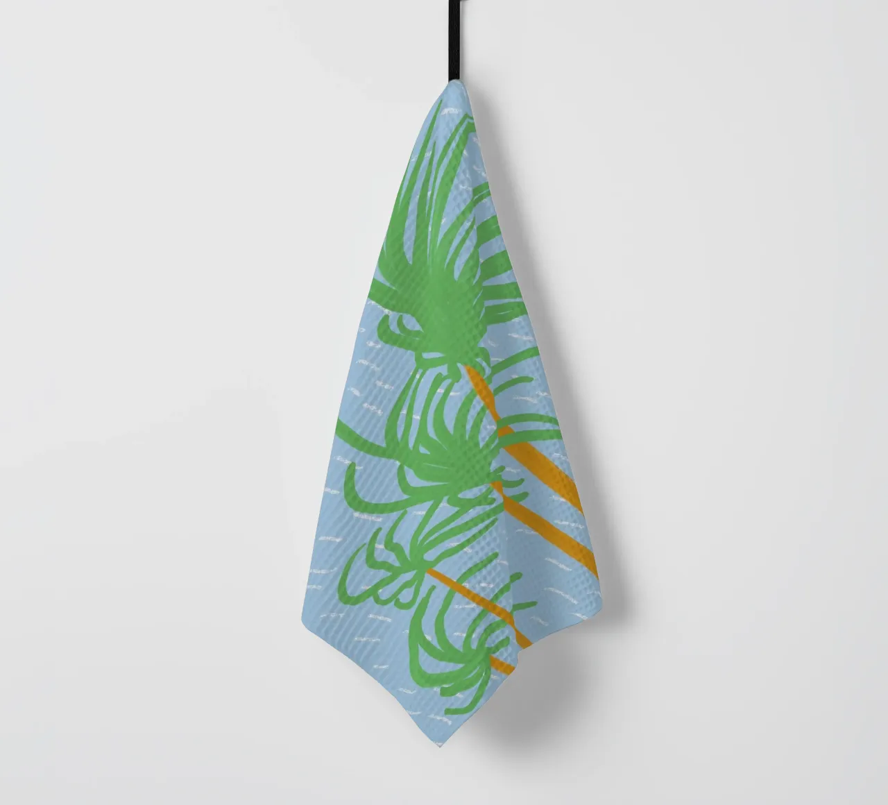 Beach palm swaying in the wind 02 tea towel by Little Dean