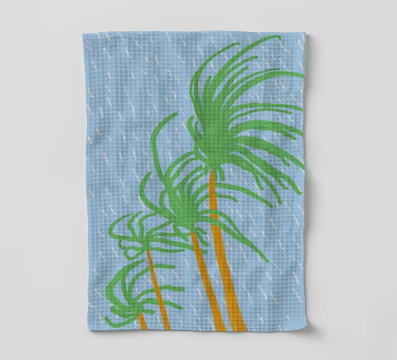 Beach palm swaying in the wind 02 tea towel by Little Dean