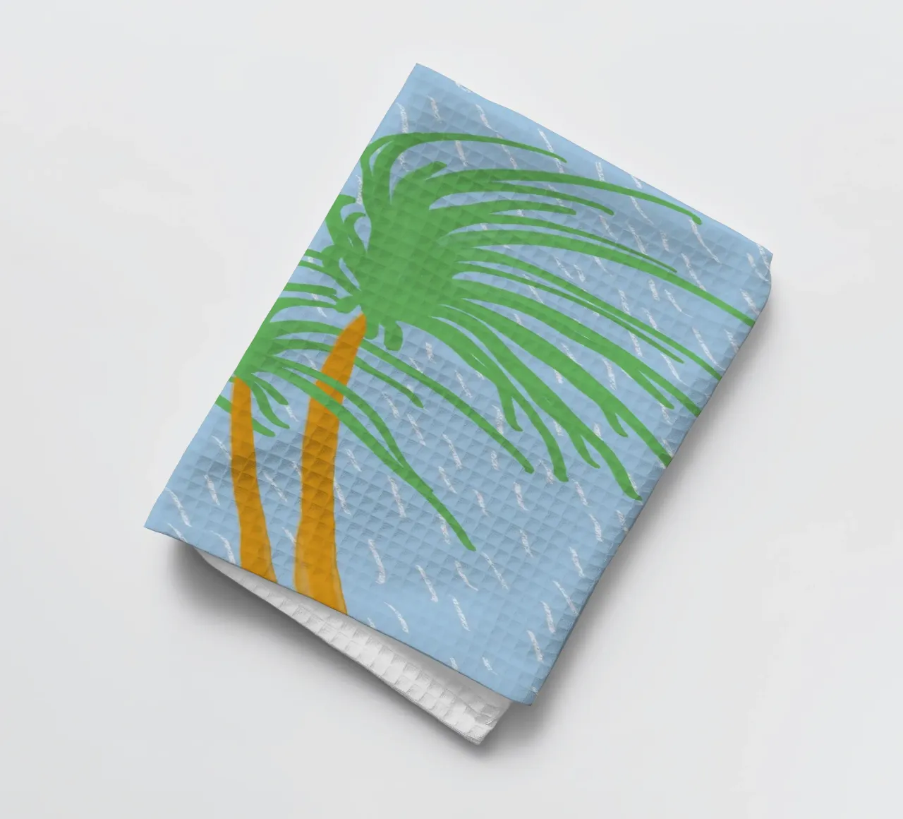 Beach palm swaying in the wind 02 tea towel by Little Dean