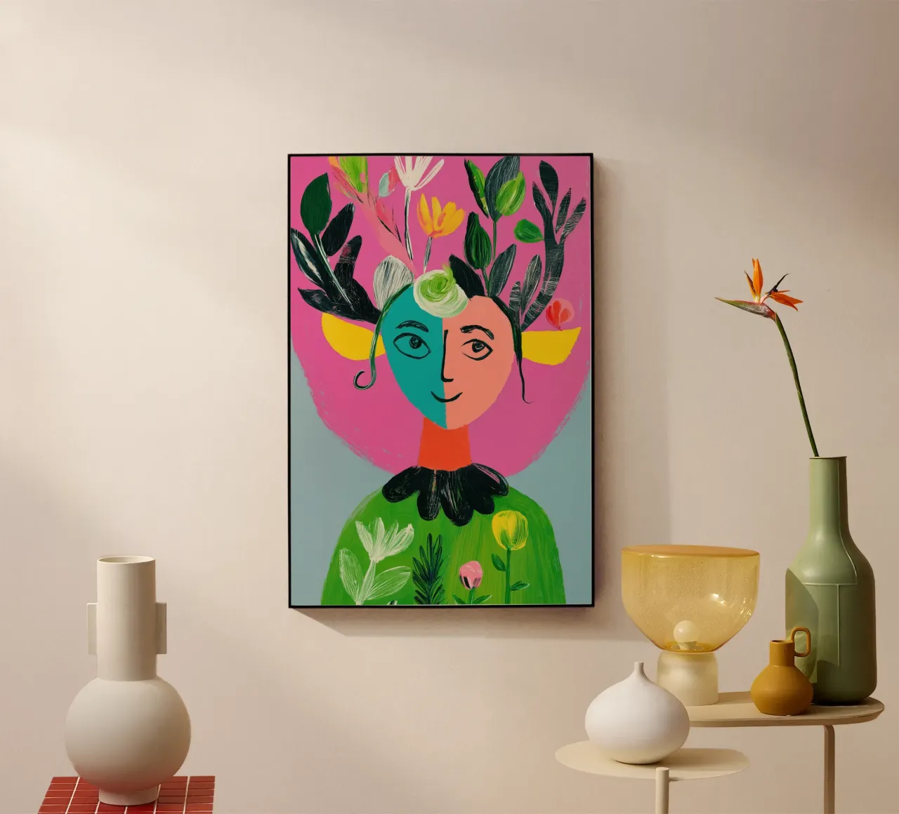 Donna in primavera - Pittura naif plexiglass da Autofocus