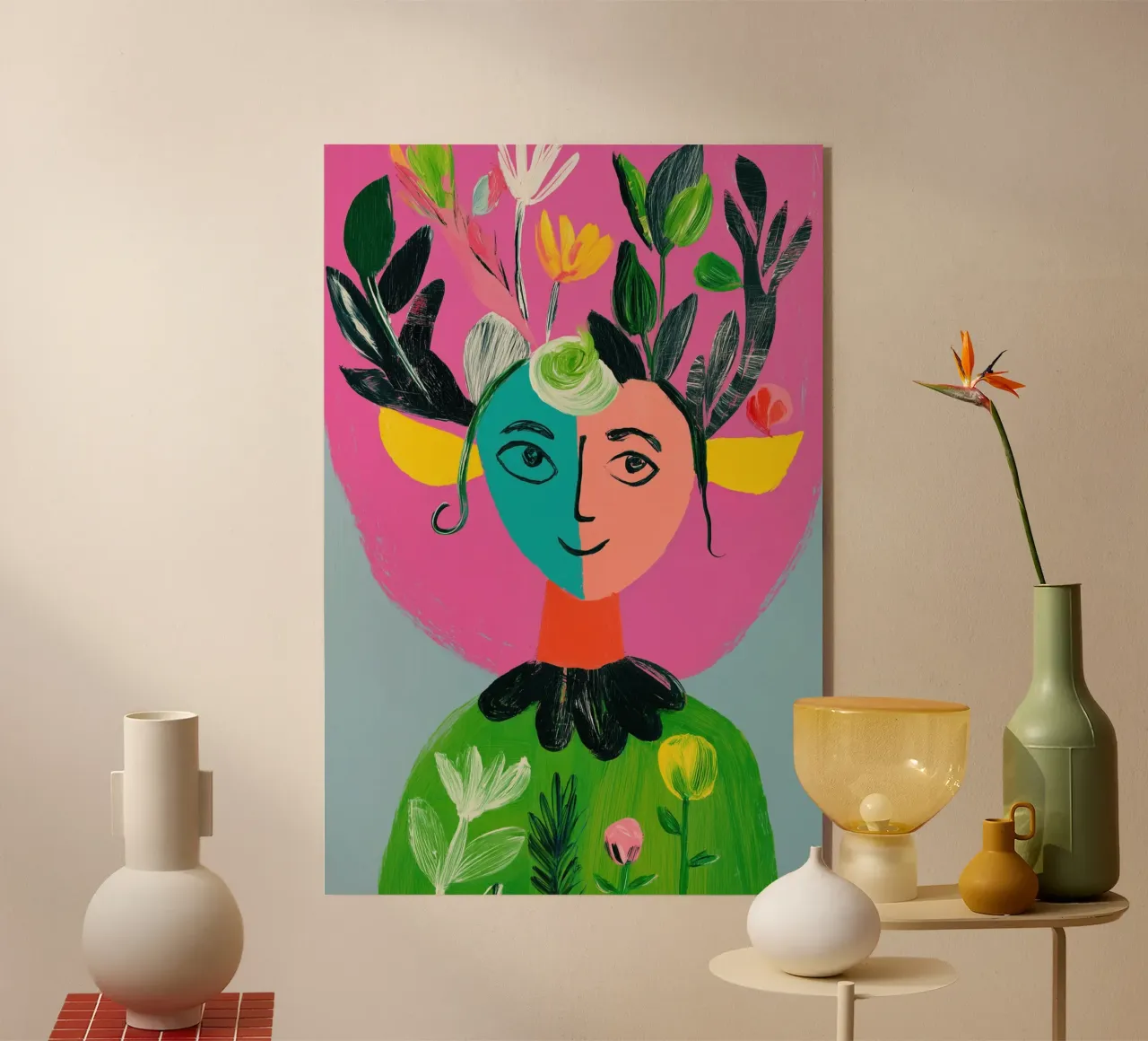 Donna in primavera - Pittura naif plexiglass da Autofocus