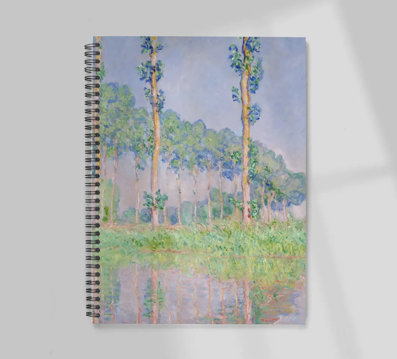 Claude Monet's Poplars, Pink Effect (1891) spiral notebook by Venus Art