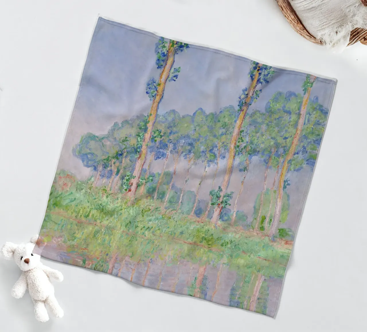 Claude Monet's Poplars, Pink Effect (1891) coperta in pile da Venus Art