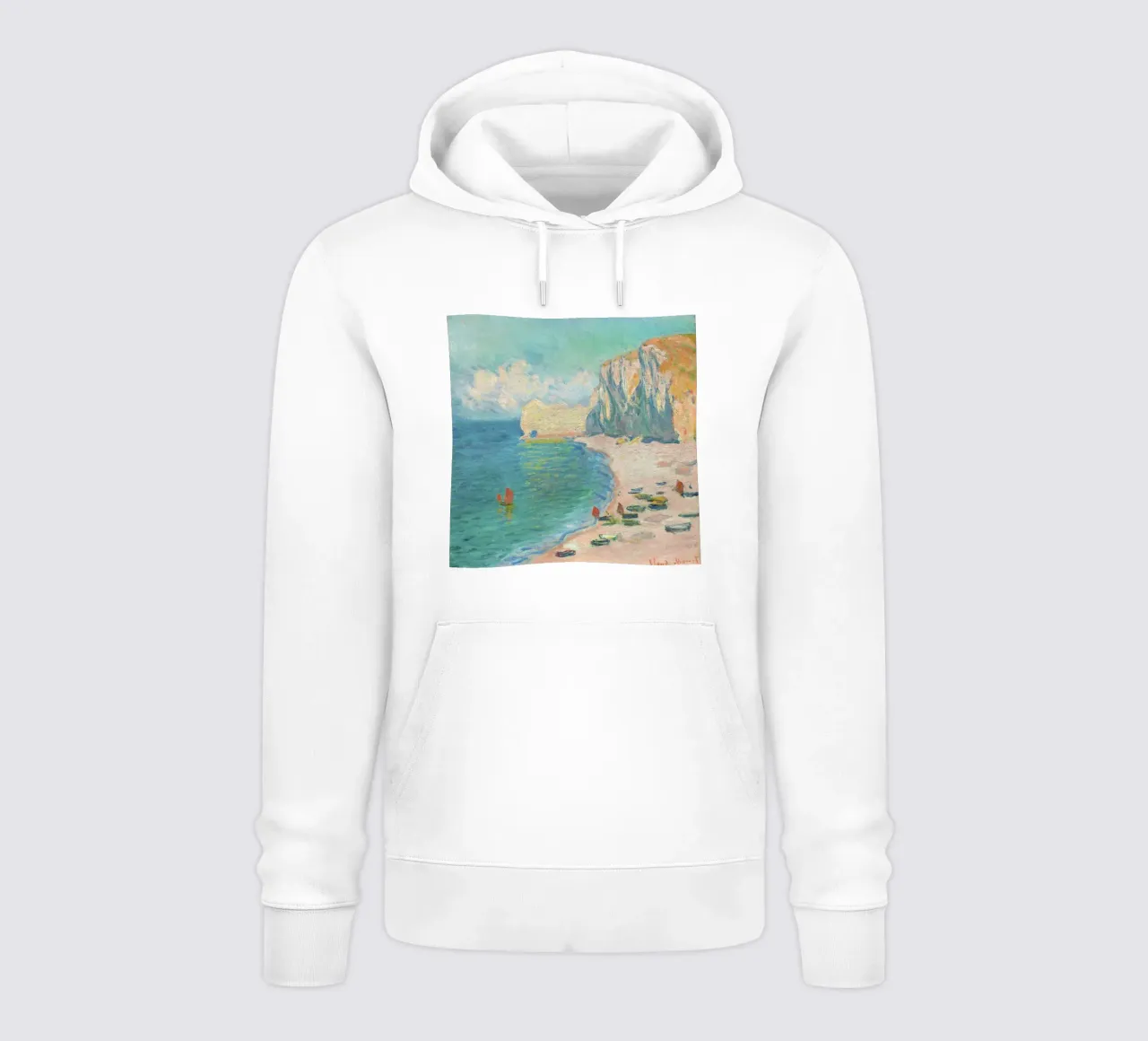 The Beach and the Falaise d'Amont (1885) by Claude Monet. felpa con cappuccio da Venus Art