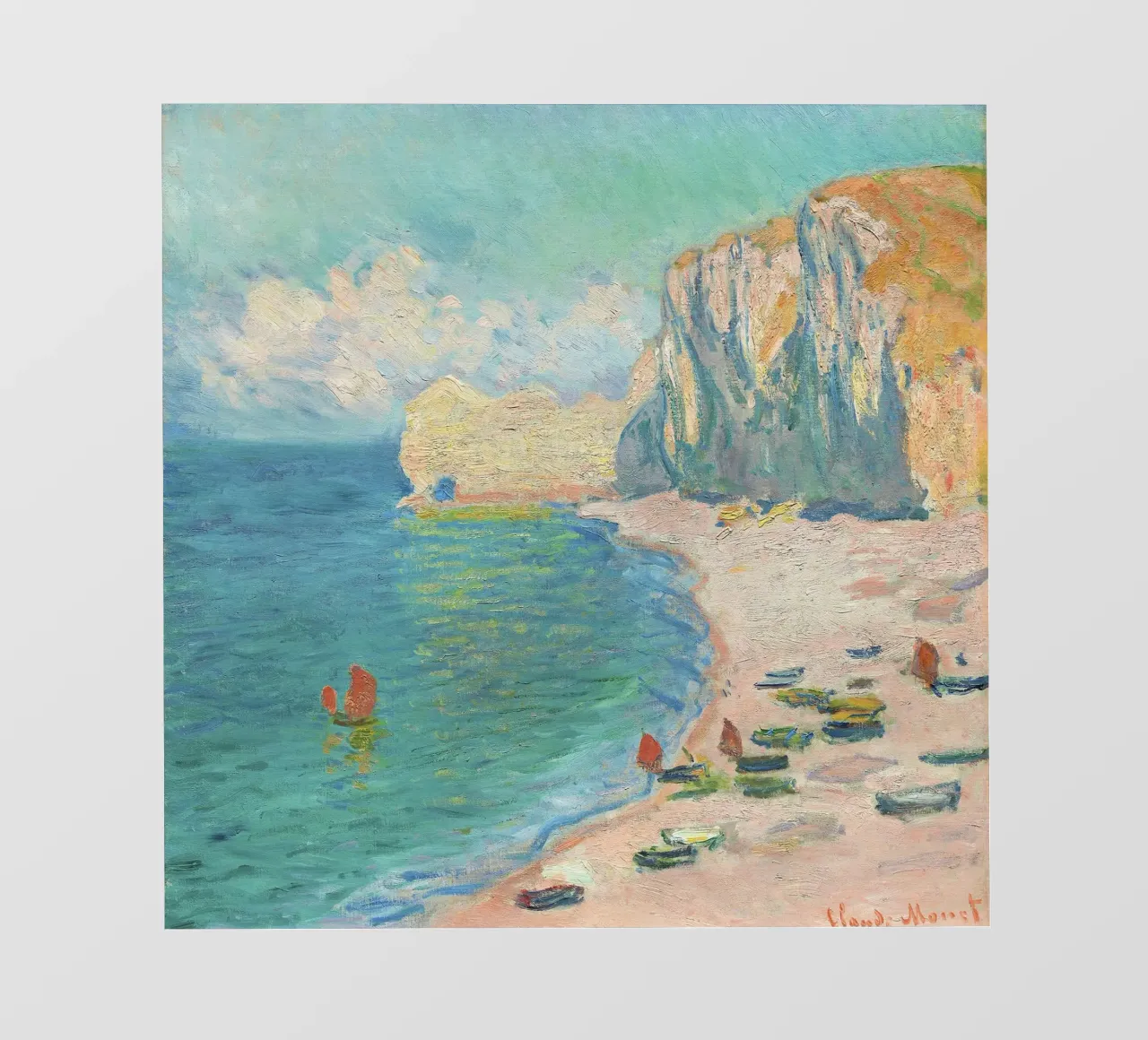 The Beach and the Falaise d'Amont (1885) by Claude Monet. pellicola backlit da Venus Art