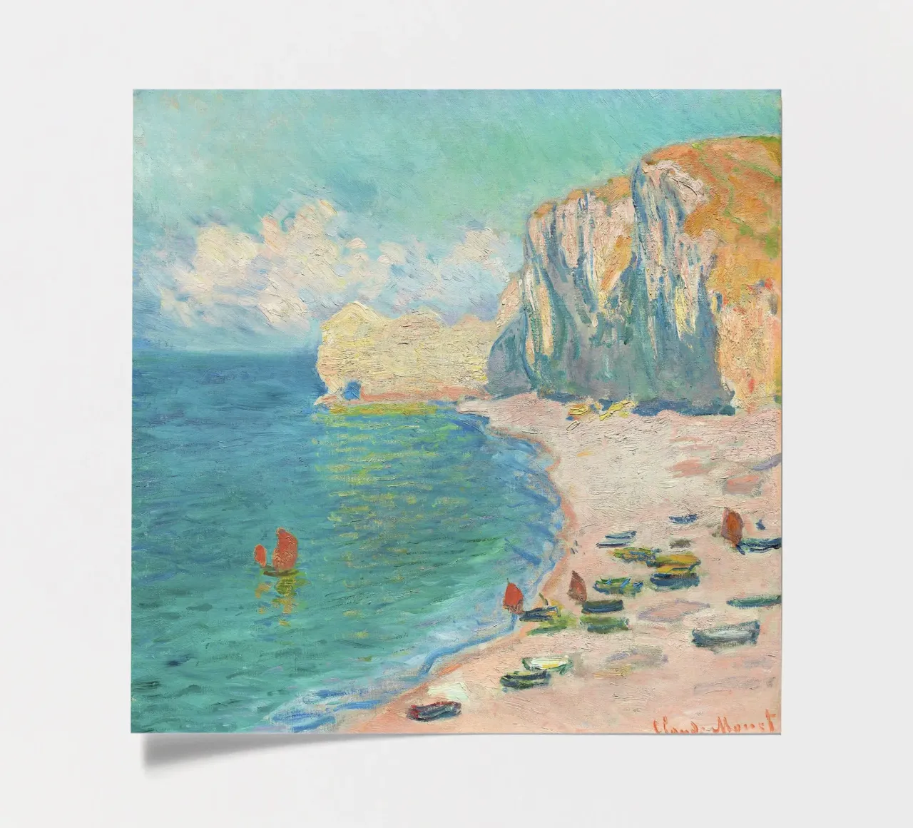 The Beach and the Falaise d'Amont (1885) by Claude Monet. sticker sheet by Venus Art
