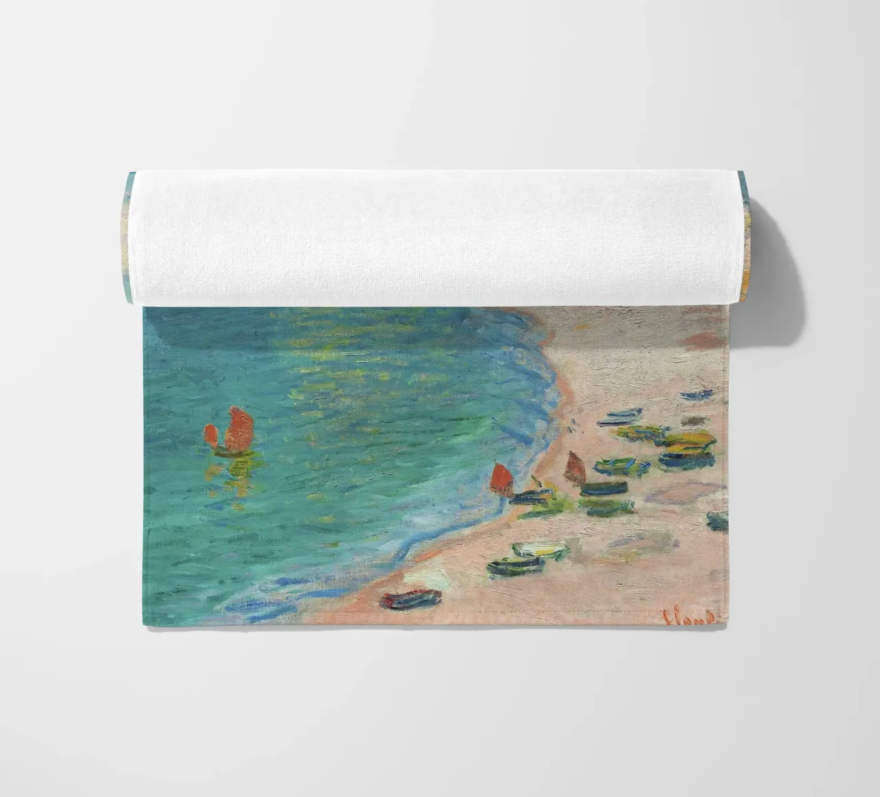 The Beach and the Falaise d'Amont (1885) by Claude Monet. telo mare da Venus Art