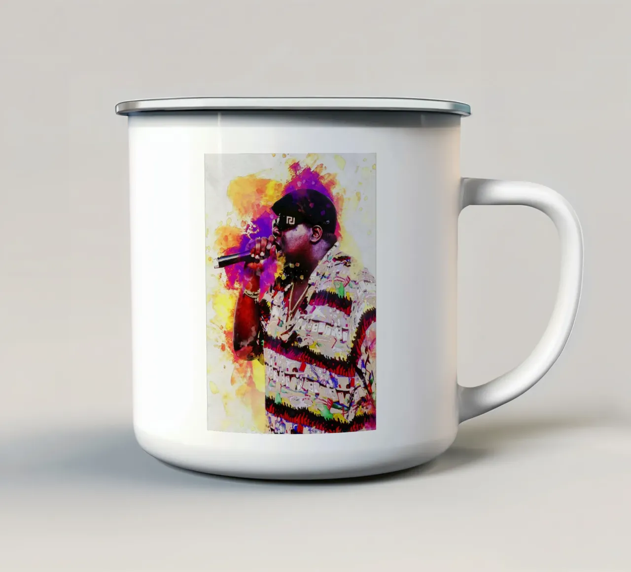 Sbaffo di ritratto Biggie Rapper tazza in smalto da Gunawan Rb