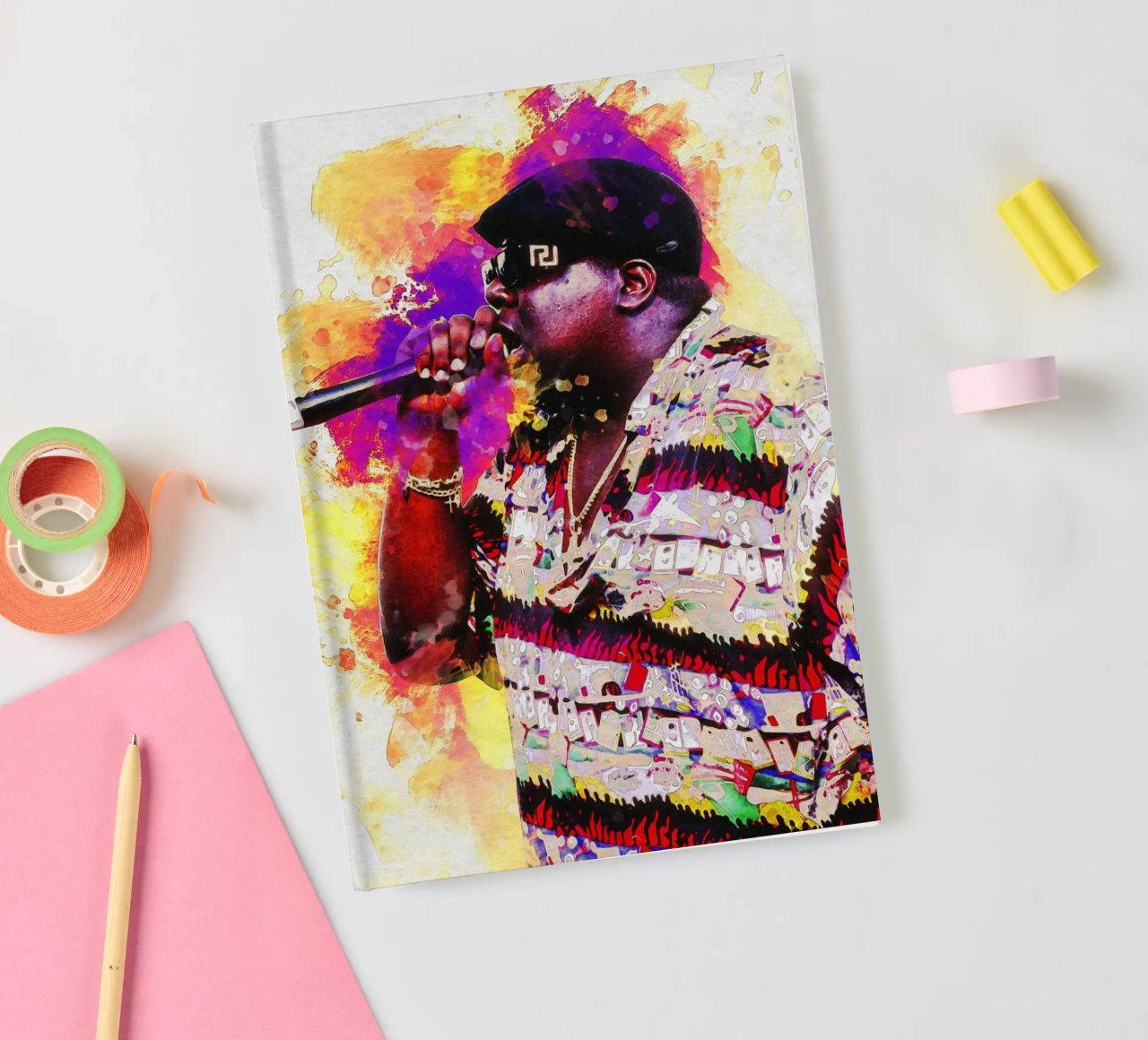 Smudge of Portrait Biggie Rapper notebook by Gunawan Rb