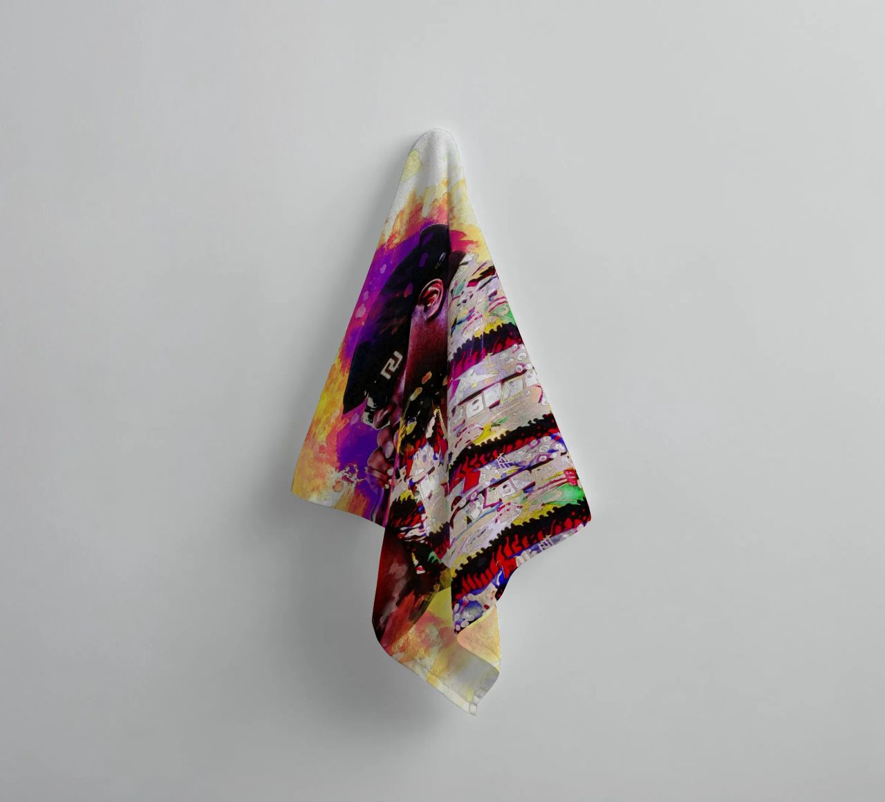 Smudge of Portrait Biggie Rapper towel by Gunawan Rb