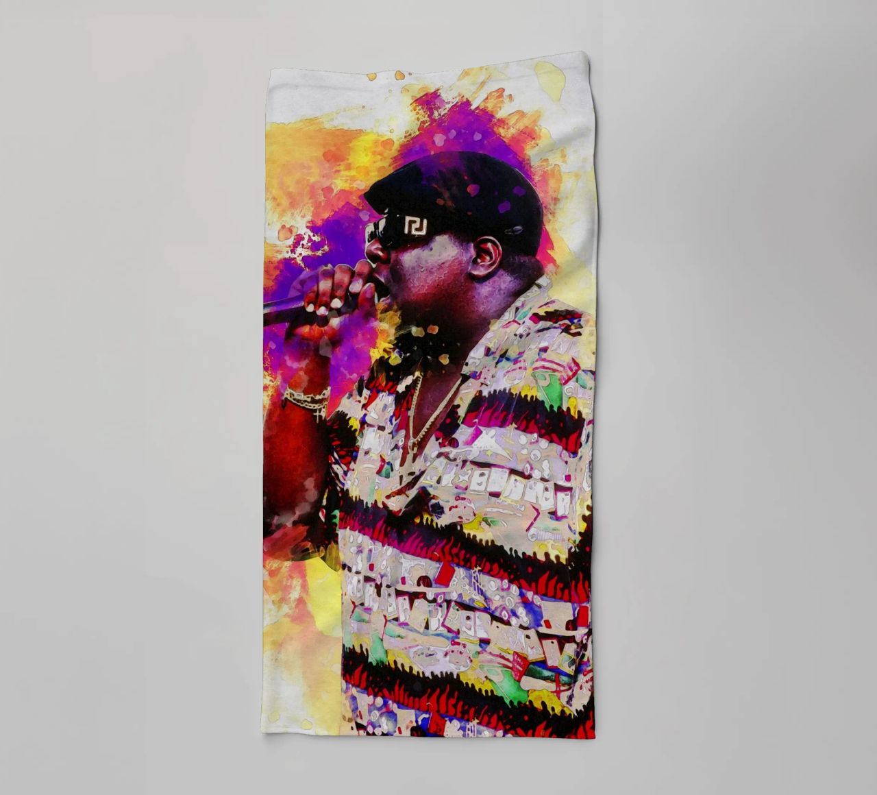 Smudge of Portrait Biggie Rapper towel by Gunawan Rb