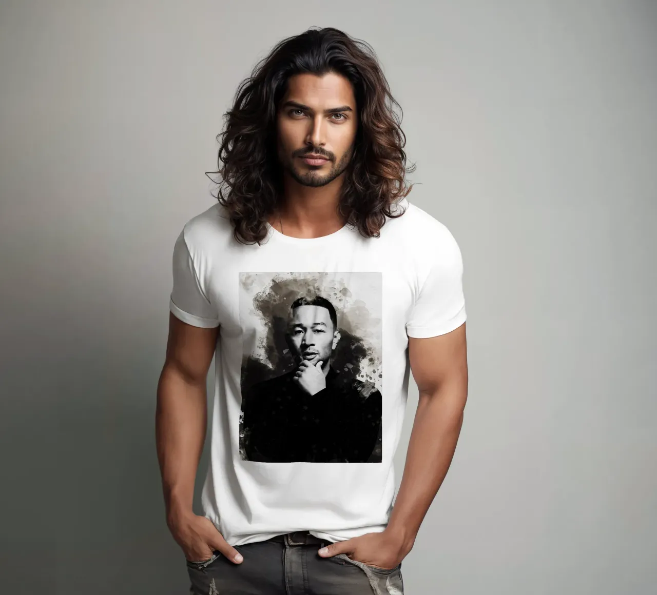 Macchia di ritratto John Legend t-shirt da Gunawan Rb