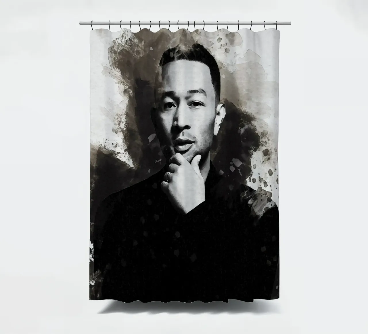 Macchia di ritratto John Legend tenda da doccia da Gunawan Rb