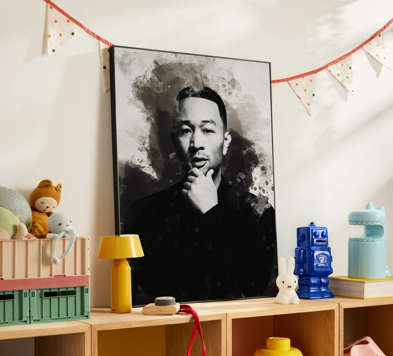 Macchia di ritratto John Legend alluminio dibond da Gunawan Rb