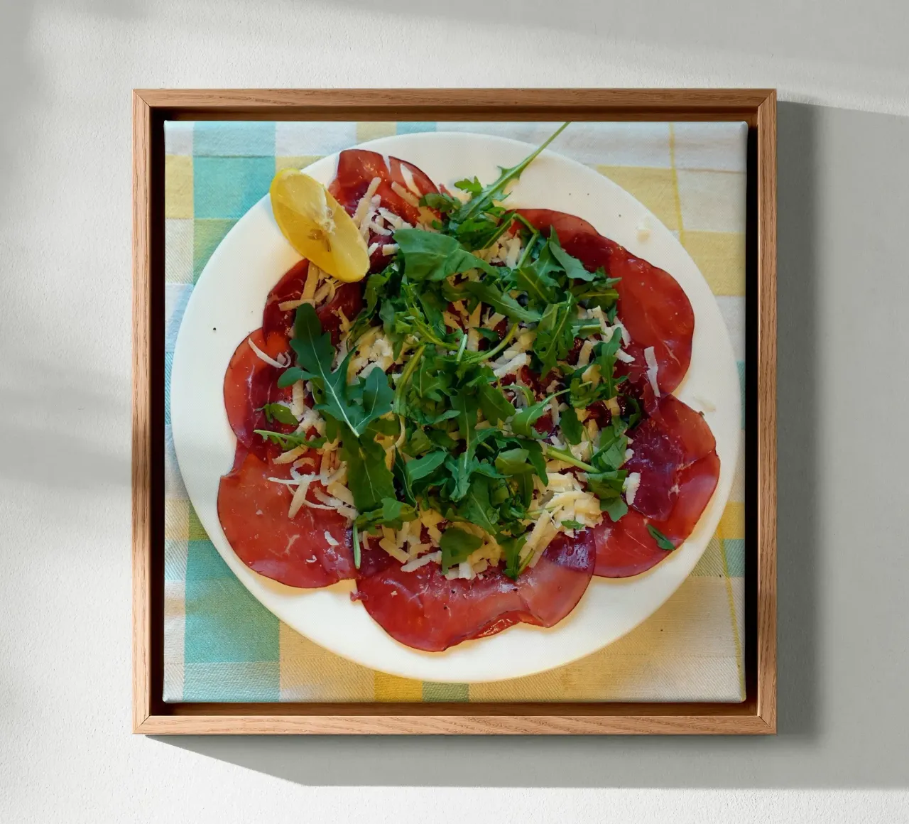 Carpaccio di bresaola tela con Cornice a cassetta da Massimo Frascogna