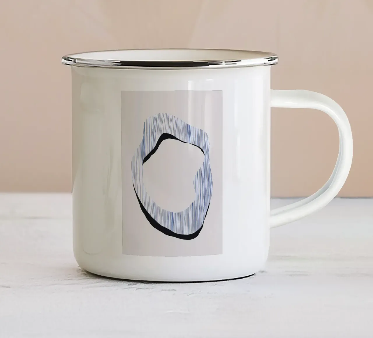 Linea di penna organica lineare 02 tazza in smalto da Little Dean