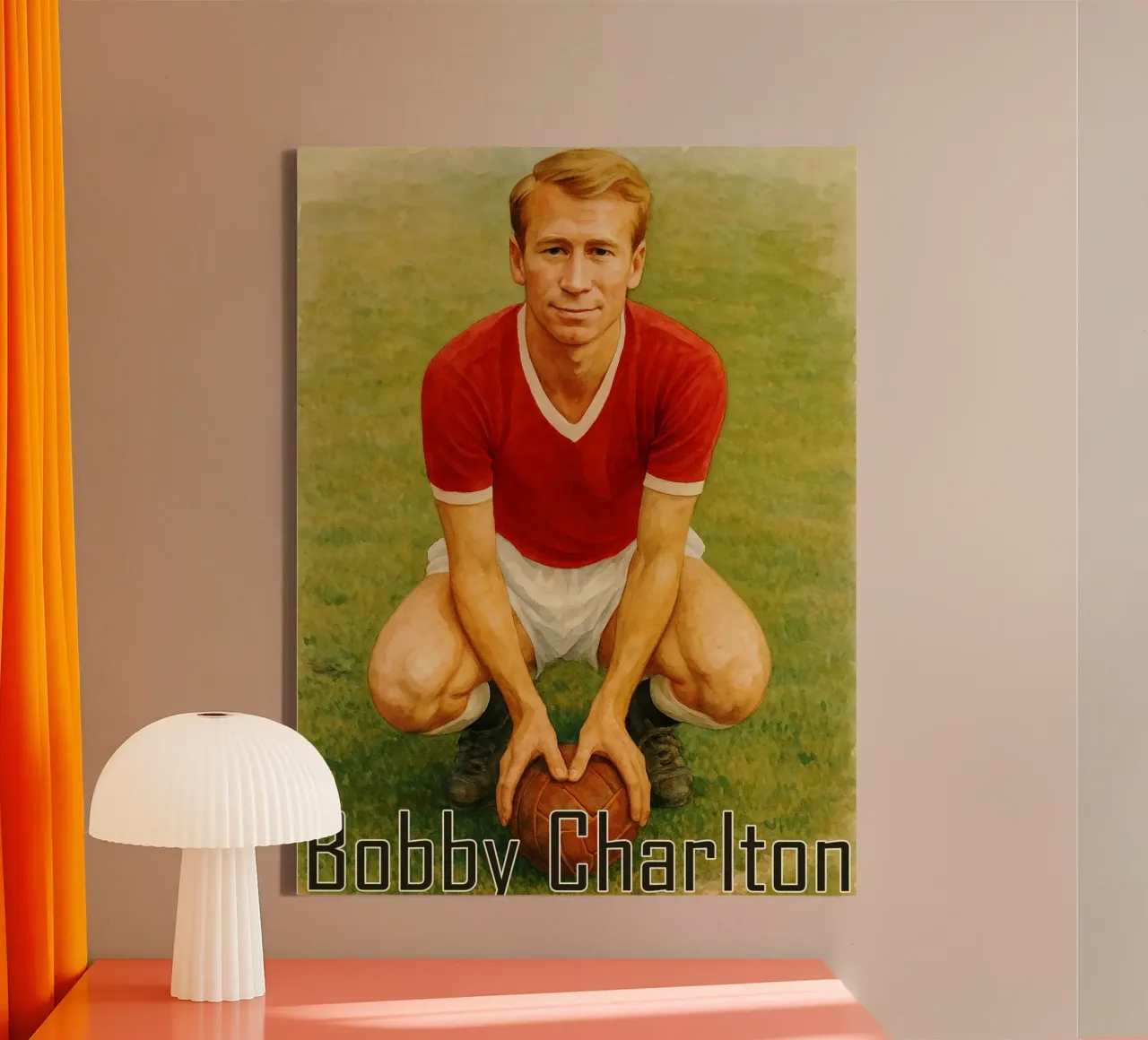Bobby Charlton Repainting Imagination Redrawing canvas with Floater frame by MOKAIYA