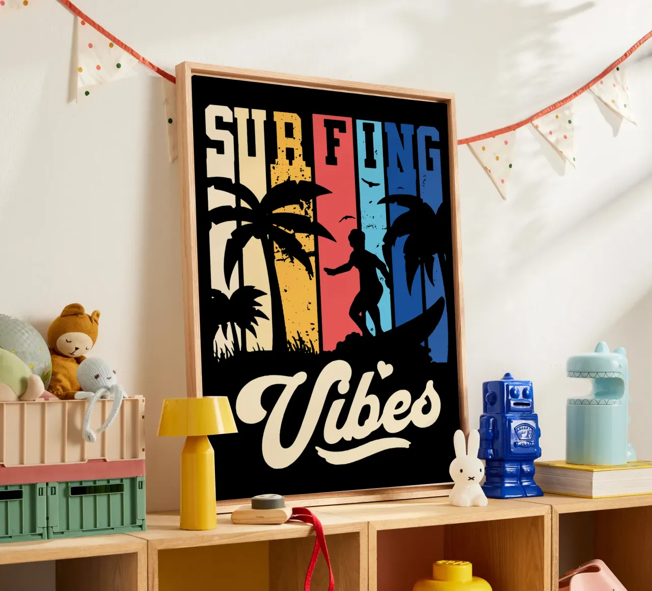 Surfing Vibes canvas with Floater frame by Gunawan Rb