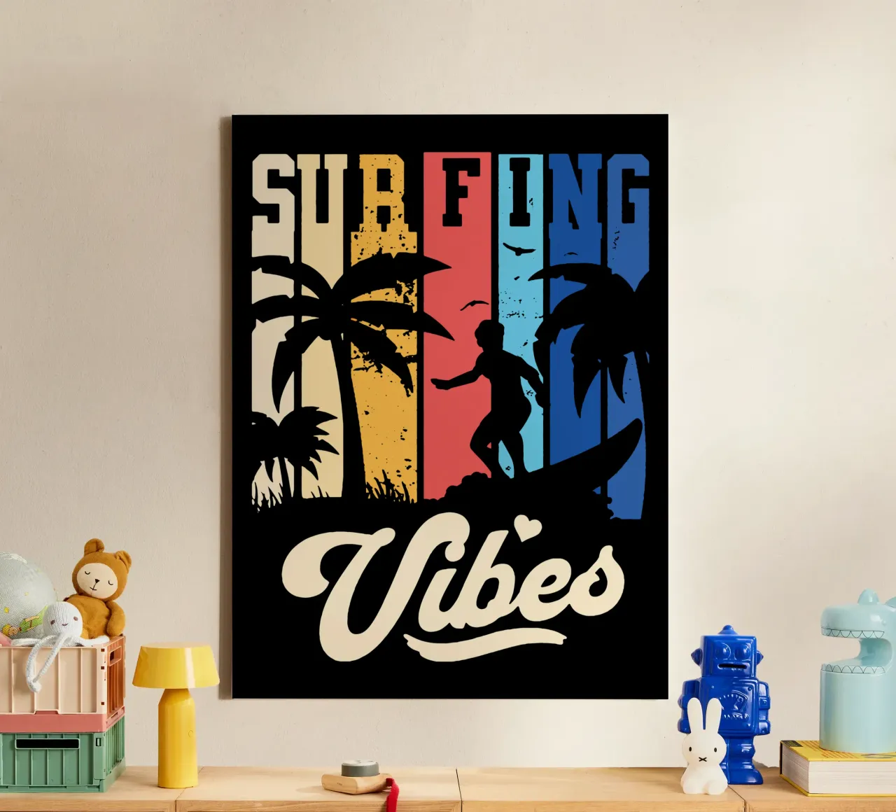 Surfing Vibes canvas with Floater frame by Gunawan Rb