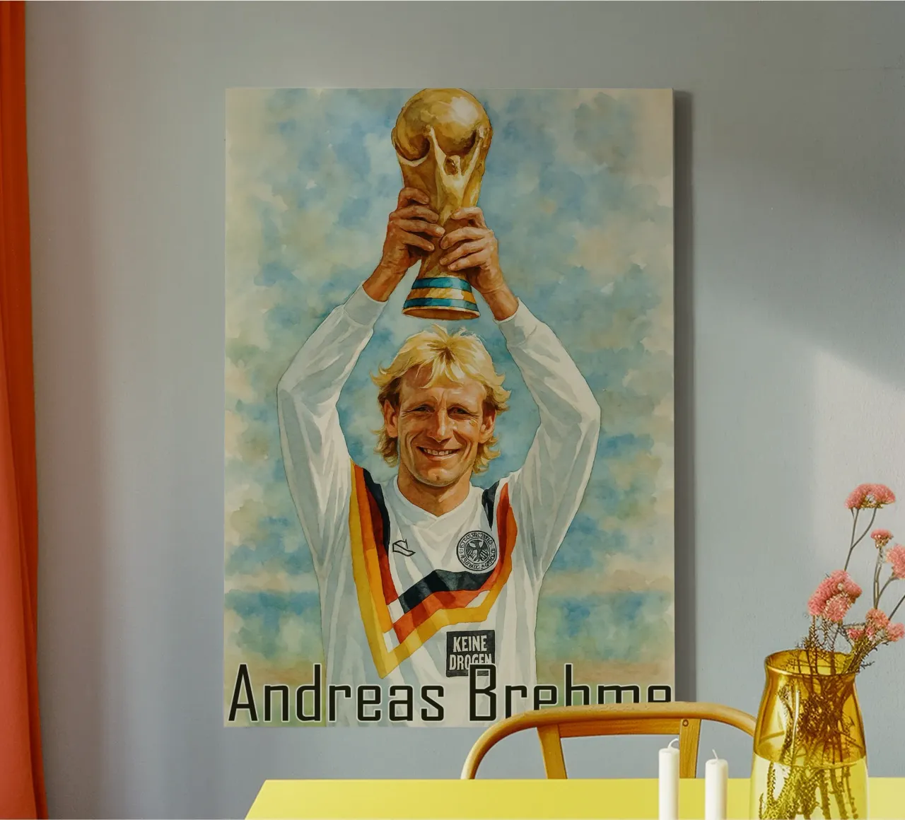 Andreas Brehme Repainting Imagination Redrawing canvas with Floater frame by MOKAIYA