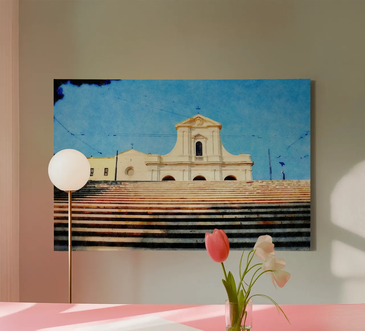 Cagliari canvas met Baklijst van Massimo Frascogna