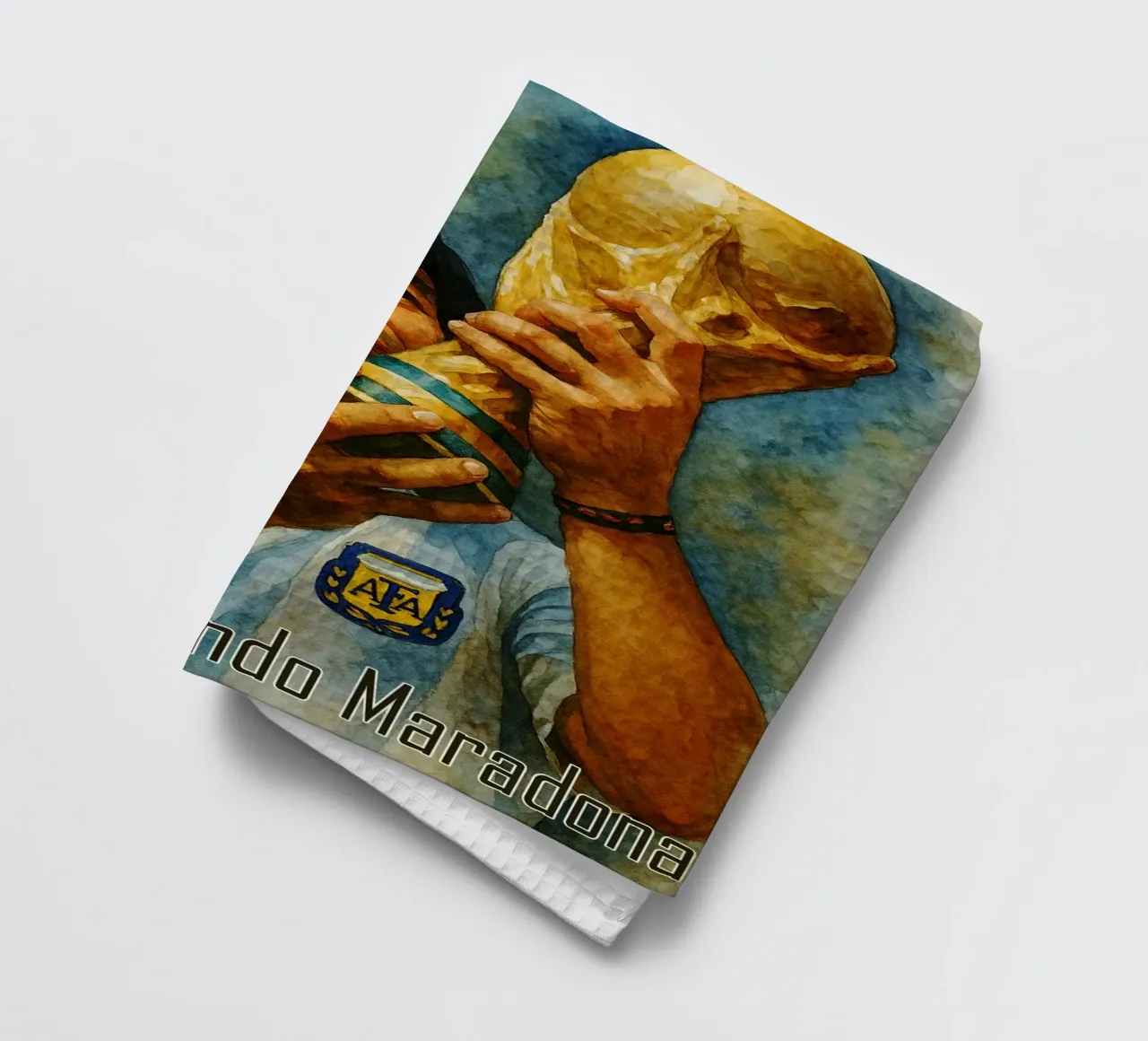 Diego Armando Maradona Painting Imagination Redrawing tea towel by MOKAIYA