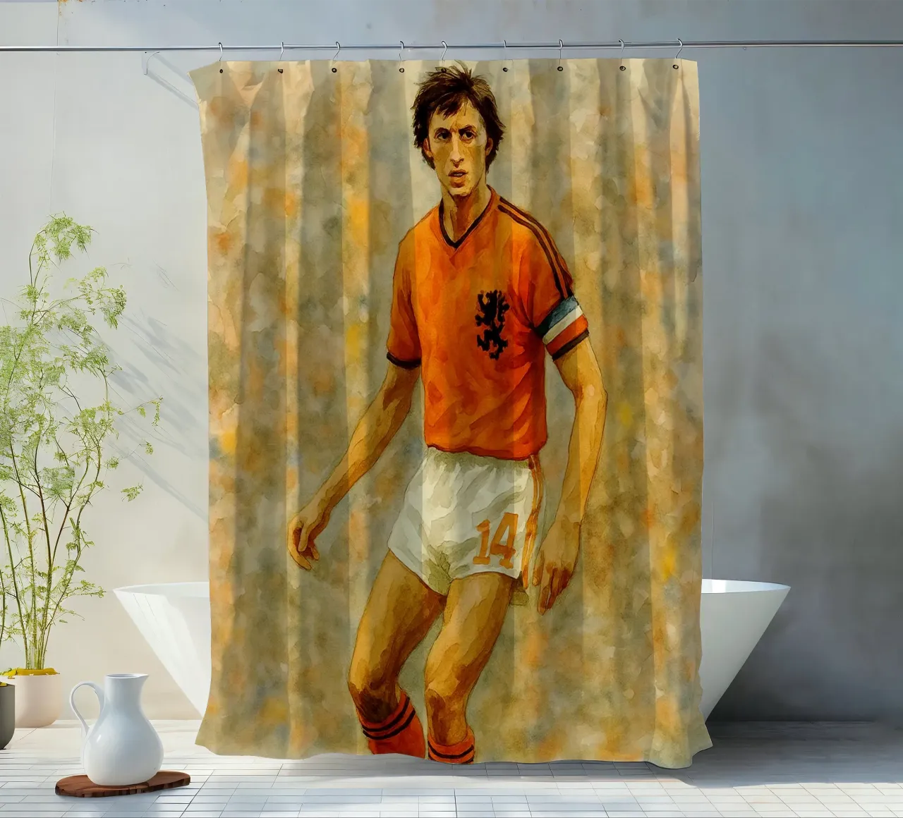 Johan Cruyff Übermalen Phantasie Umgestalten Duschvorhang von MOKAIYA
