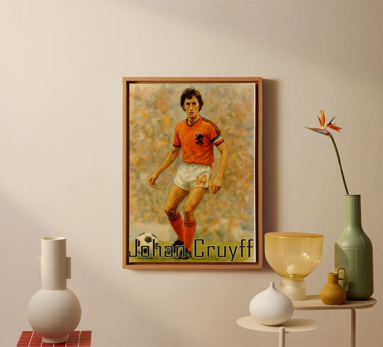 Johan Cruyff Repainting Imagination Redrawing canvas with Floater frame by MOKAIYA