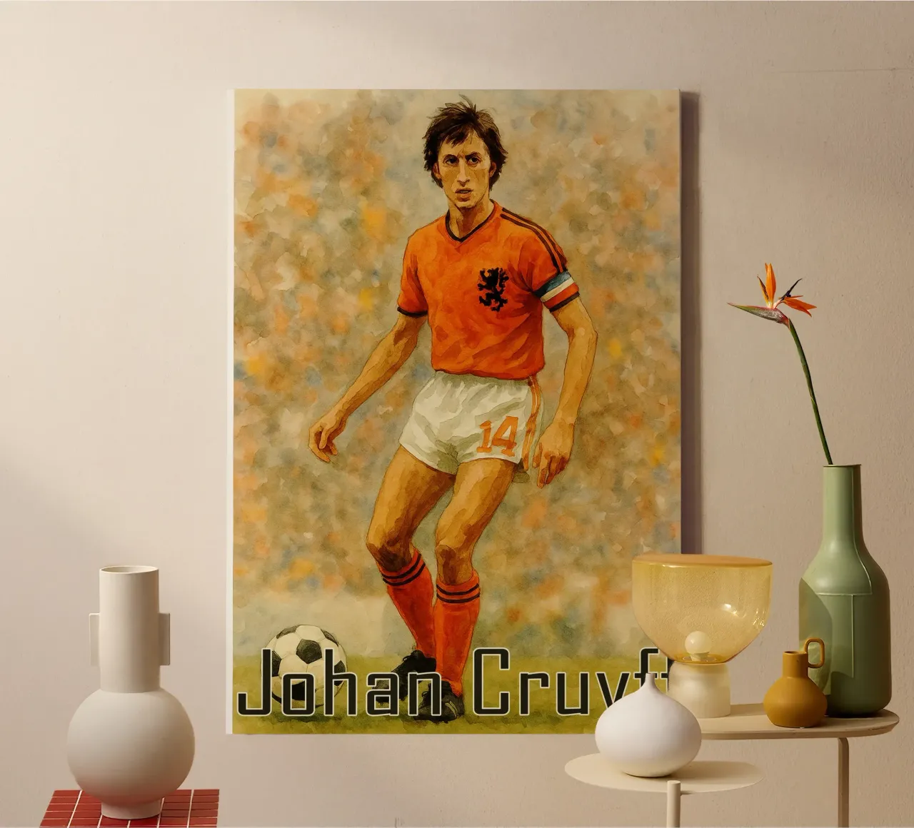 Johan Cruyff Repainting Imagination Redrawing canvas with Floater frame by MOKAIYA