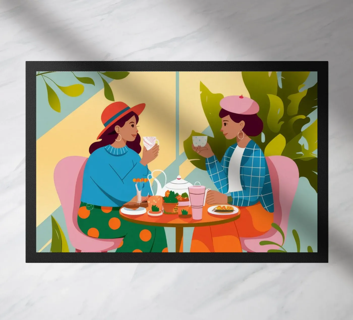 Charming Cafe Chat doormat by Fine Sanctuary