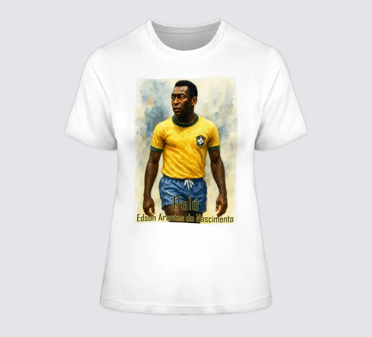Pele Repainting Imagination Redrawing women's fitted t-shirt by MOKAIYA