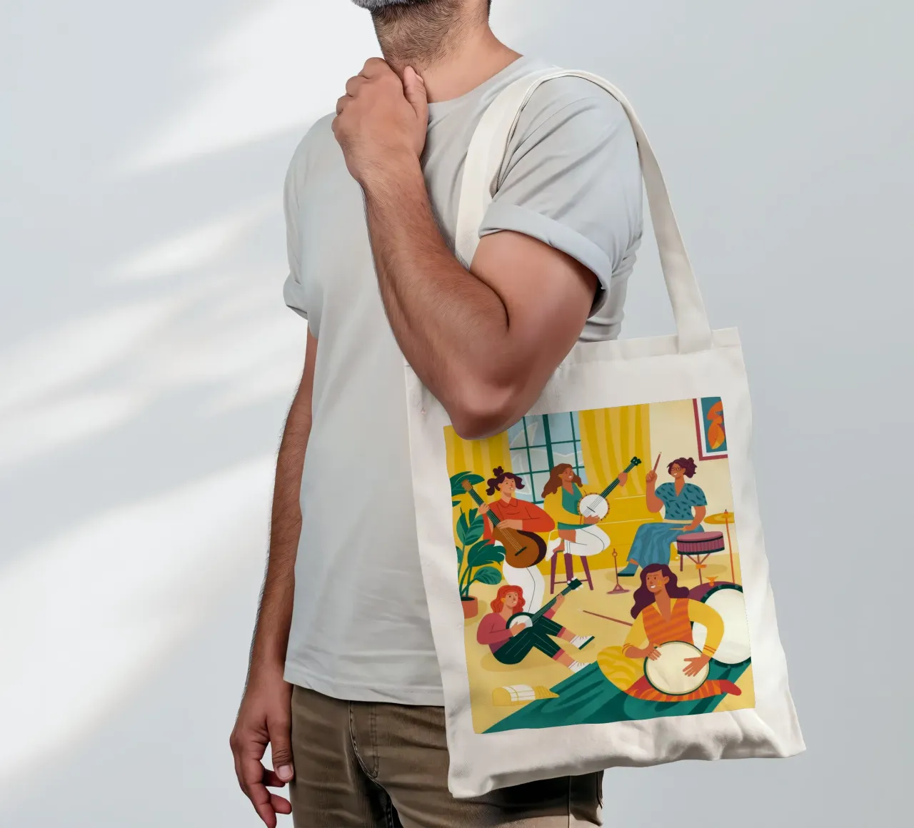Ensemble musicale gioioso borsa in juta da Fine Sanctuary