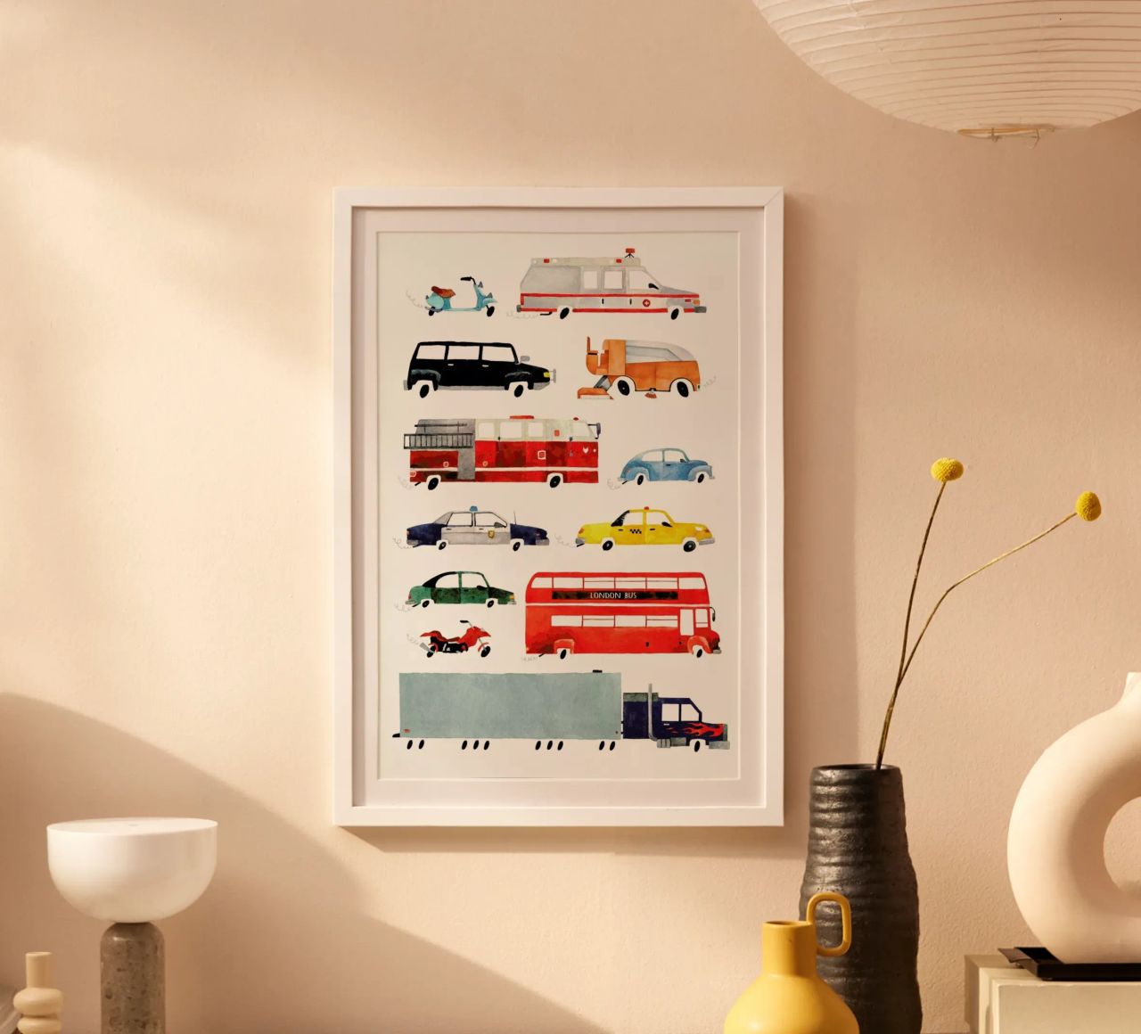 Cars and Lorries Poster von Little Flourishes