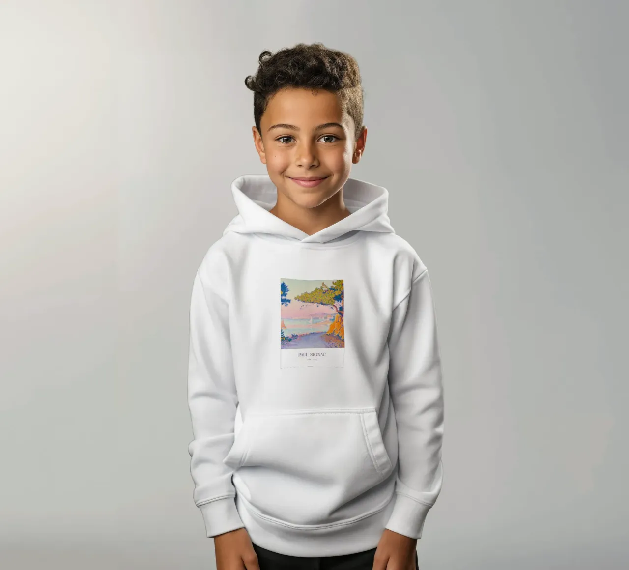 Signac Golfe Juan Pointillist Coastal Scene Print sudadera con capucha para niño de NorwesClub