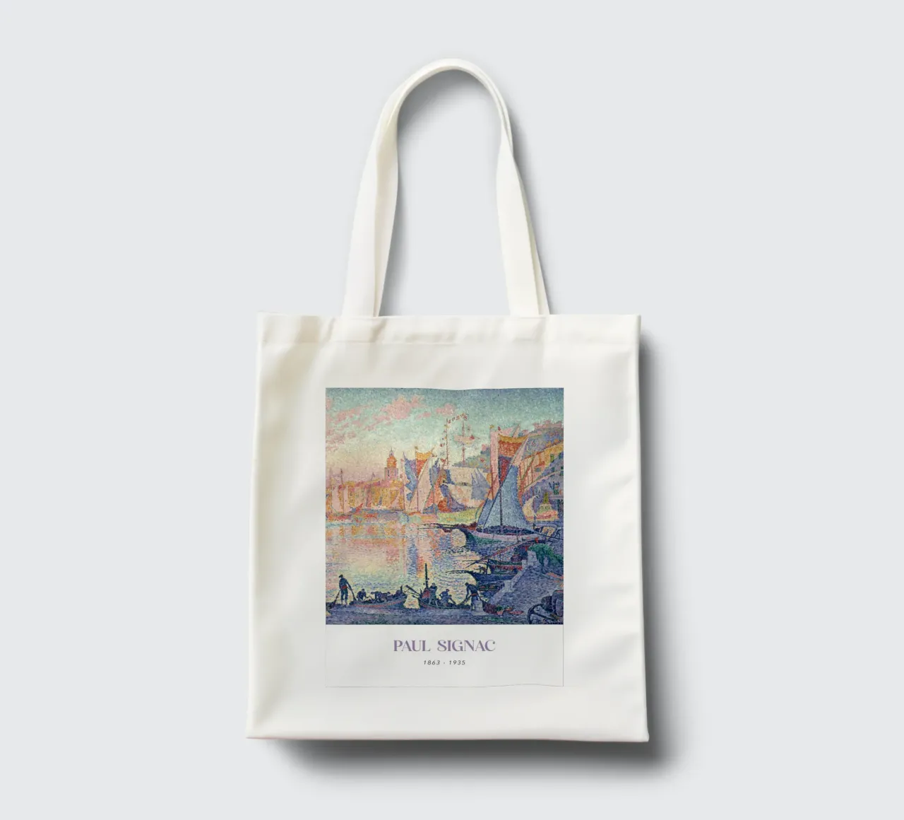 Signac Port St Tropez Pointillist Harbor Life Print tote bag by NorwesClub